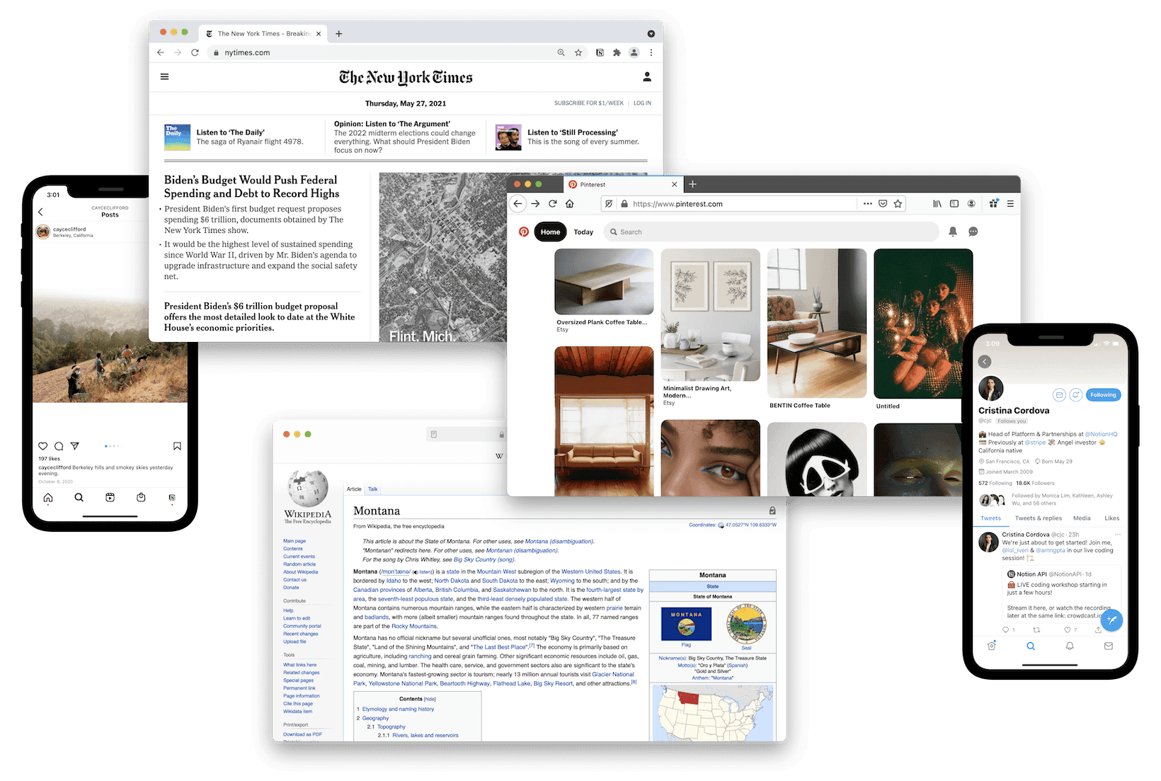 Beispiele für Websites, die mit dem Notion Web Clipper gespeichert werden können