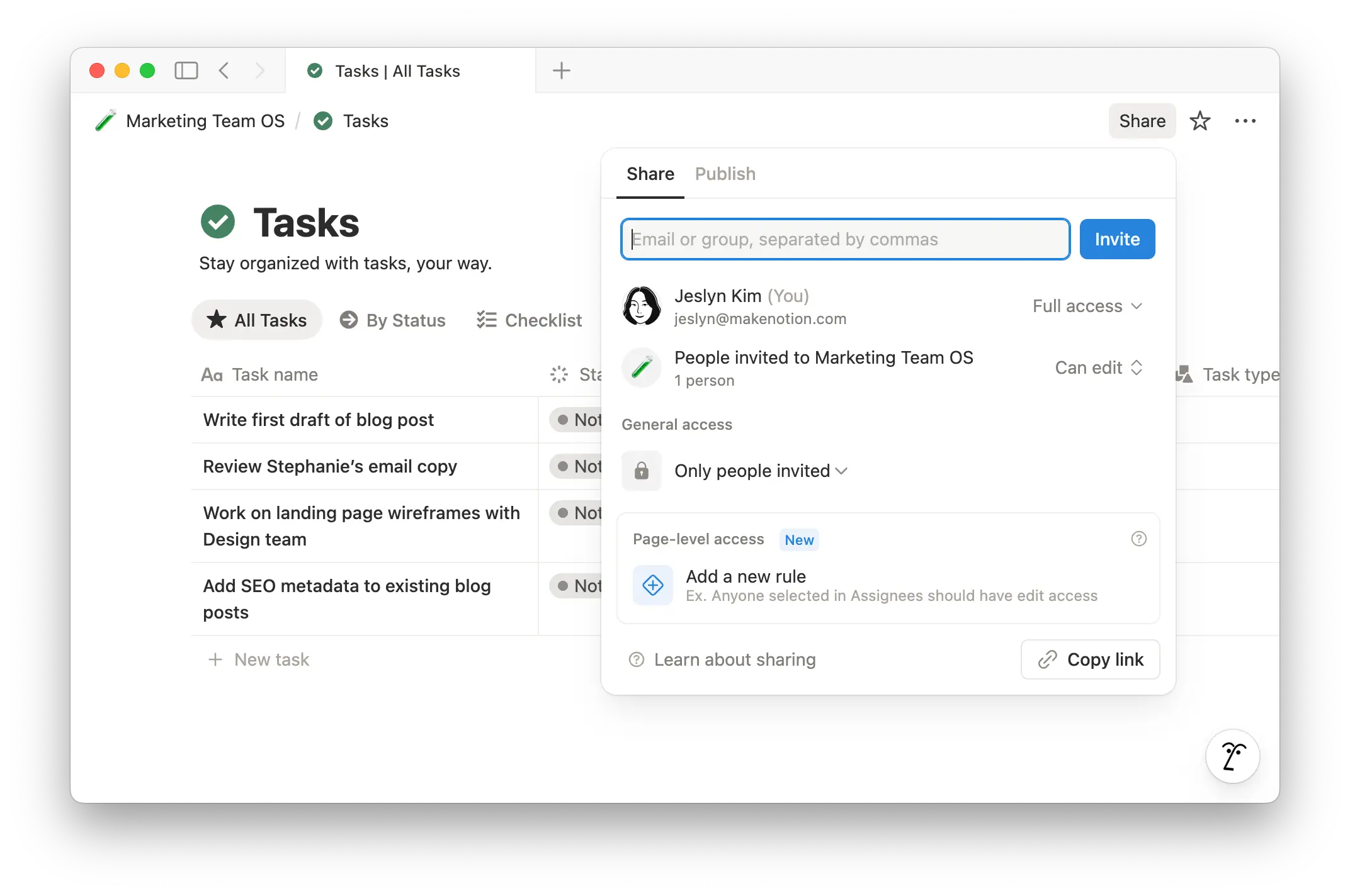 hc: create page level access rule