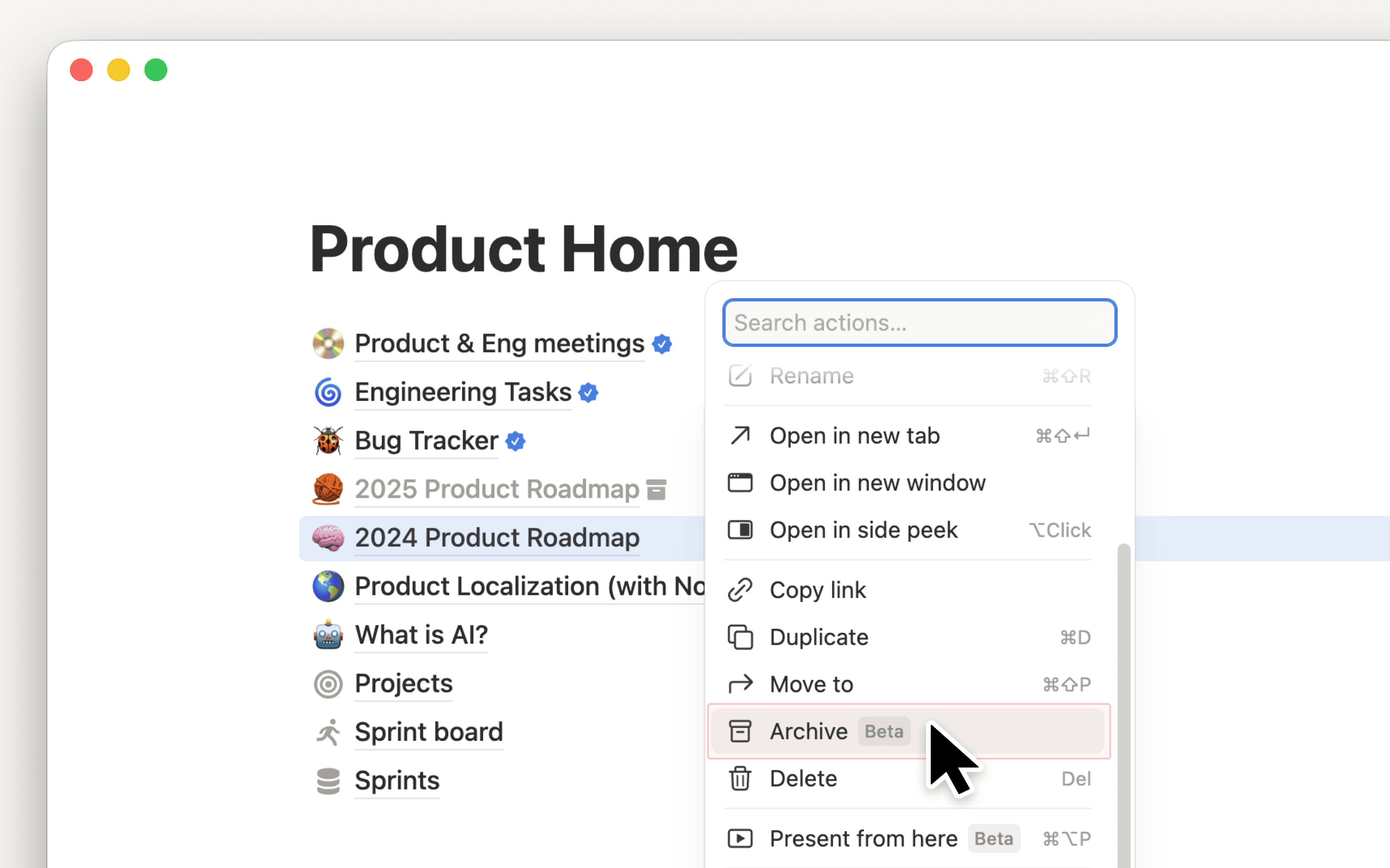Archiva las páginas obsoletas para mantener tu espacio de trabajo actualizado