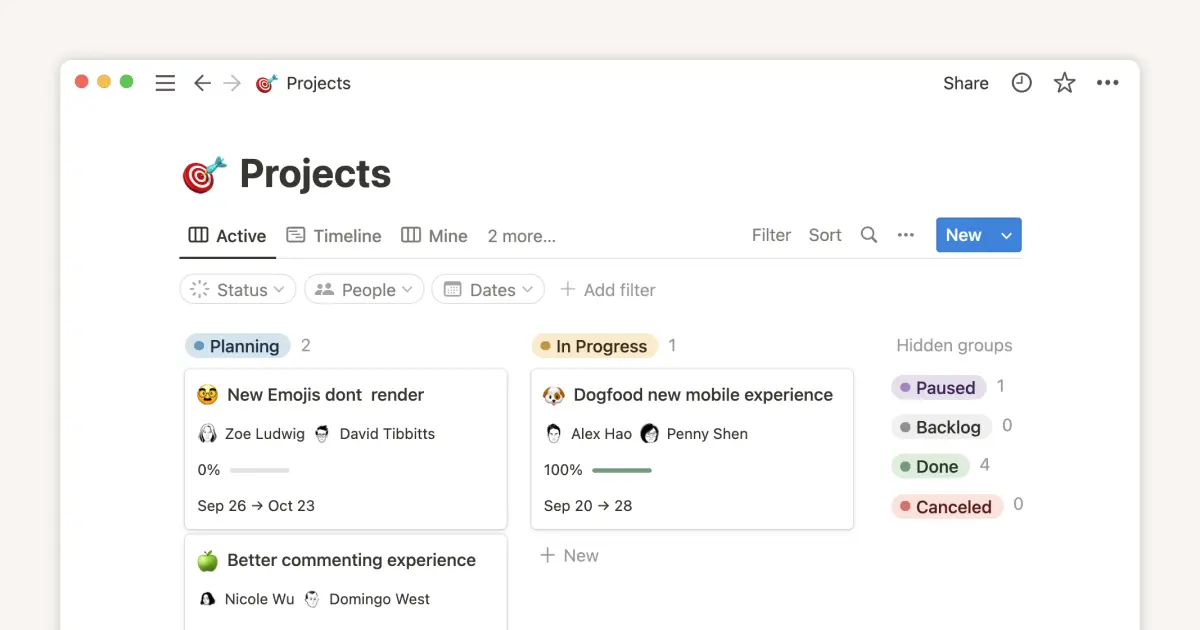 Getting started with projects and tasks